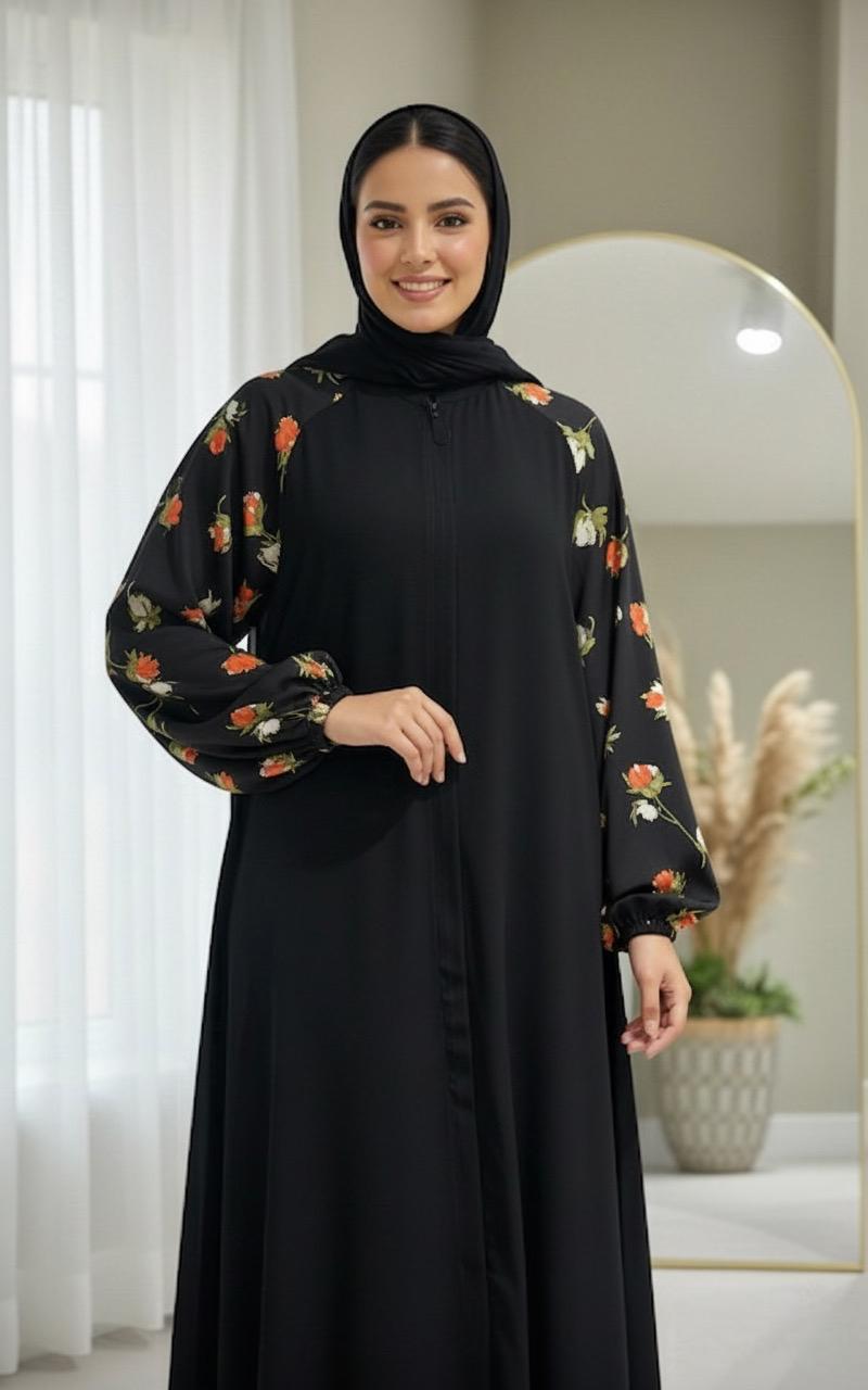 Oceanline Casualwear Rose Zip Abaya