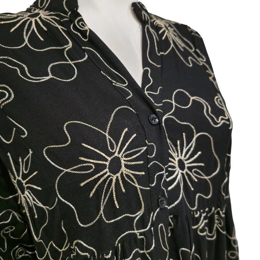 Black & Gold Flower pattern Maxi Dress