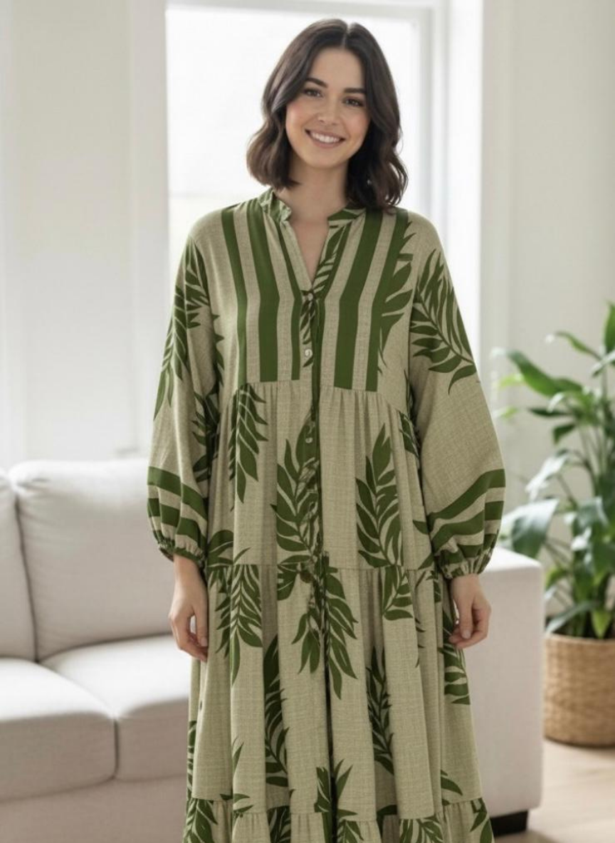 Palm Green Maxi floral dress