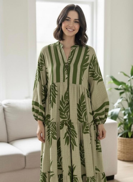 Palm Green Maxi floral dress