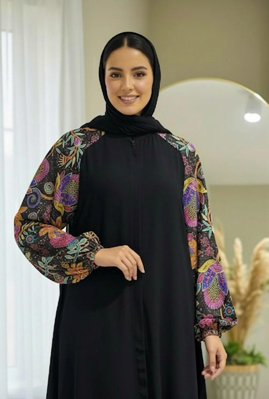 Oceanline Casualwear Multi-Floral Zip Abaya