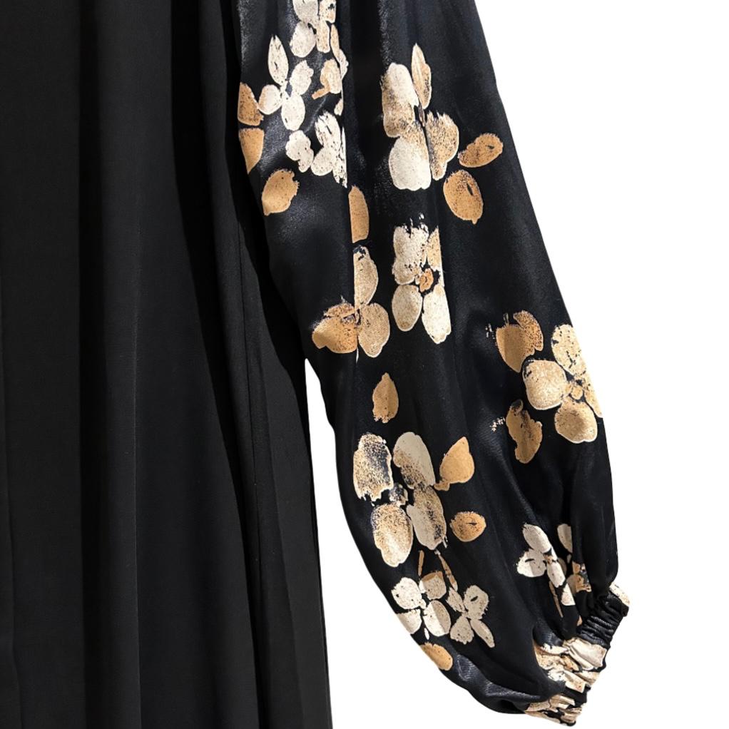 Oceanline Casualwear Beige & Brown Zip Floral Abaya