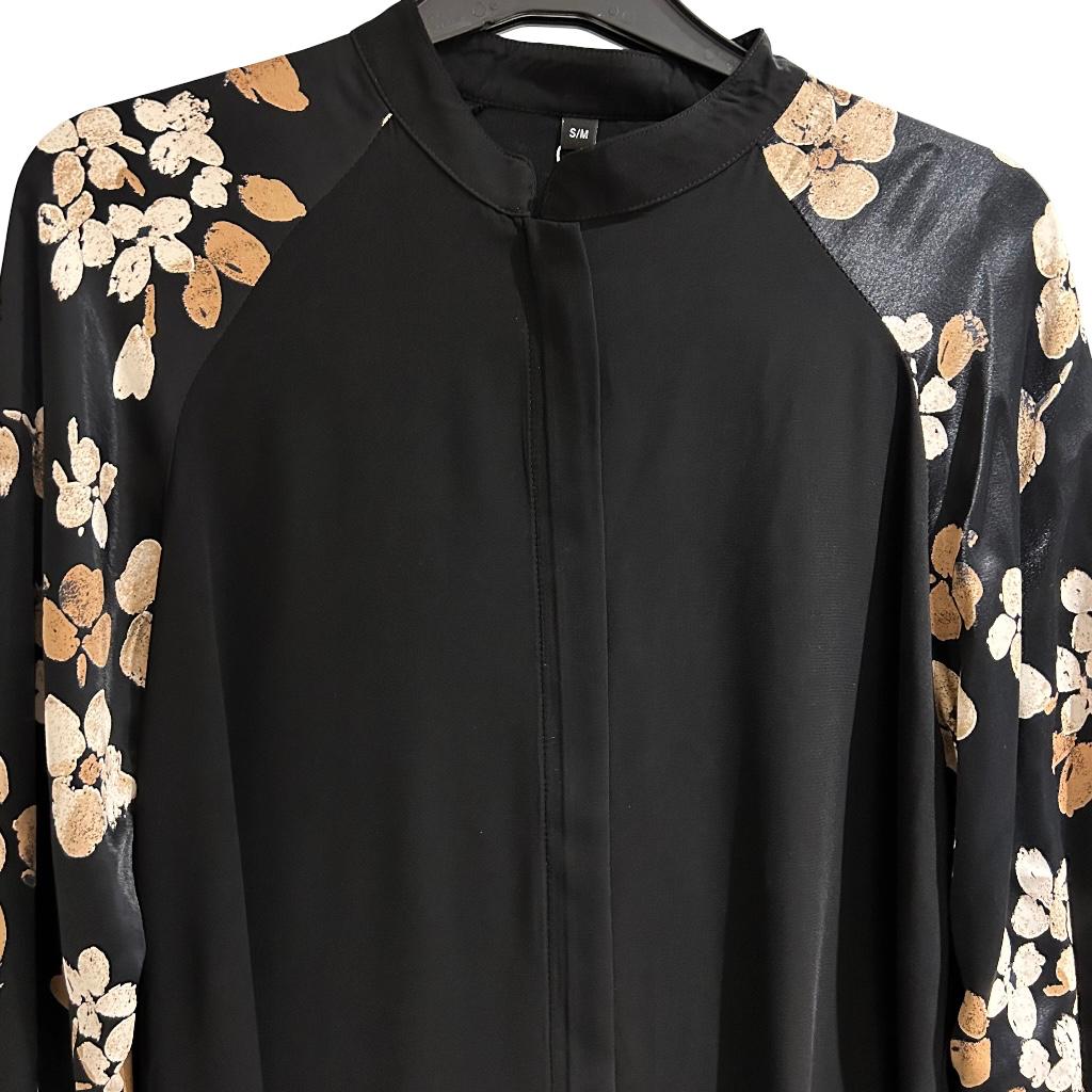 Oceanline Casualwear Beige & Brown Zip Floral Abaya