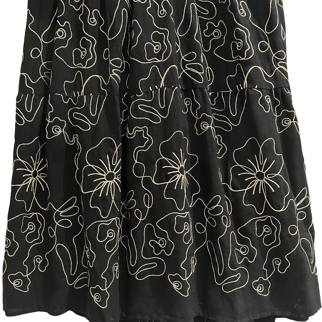 Black & Gold Flower pattern Maxi Dress